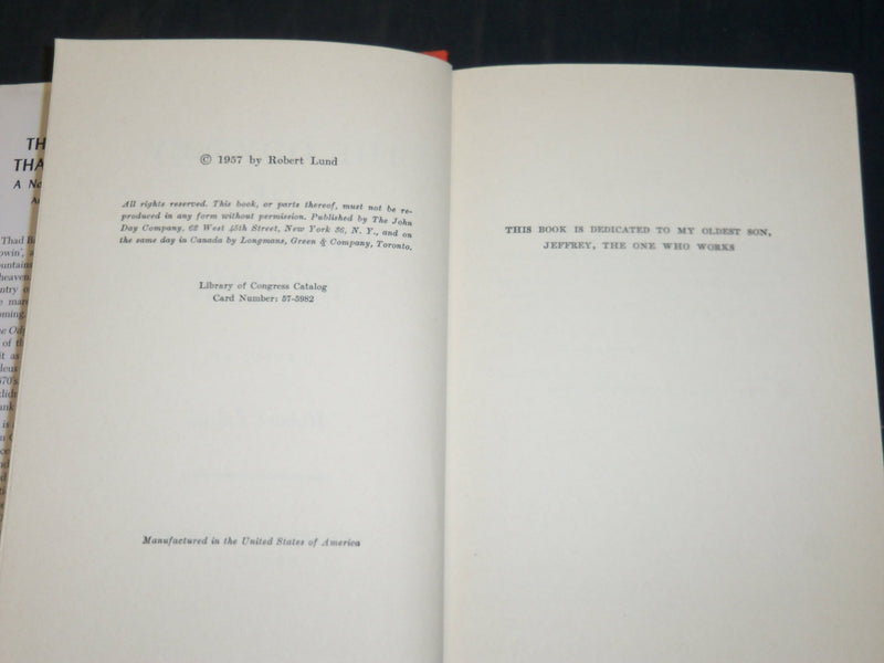 1957 THE ODYSSEY OF THADDEUS BAXTER HARDCOVER BOOK BY ROBERT LUND - KD 5884