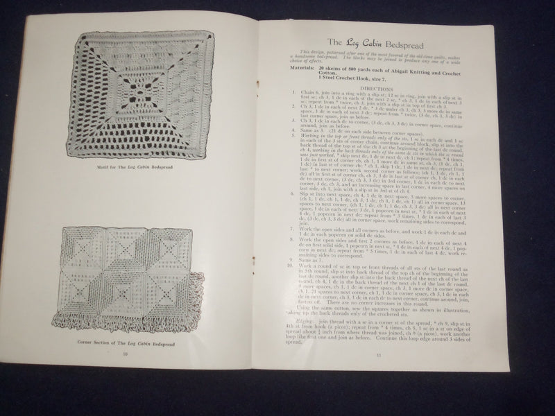 1936 ABIGAIL DIRECTIONS FOR MAKING BEDSPREADS OF OLD QUILT DESIGNS - J 9474