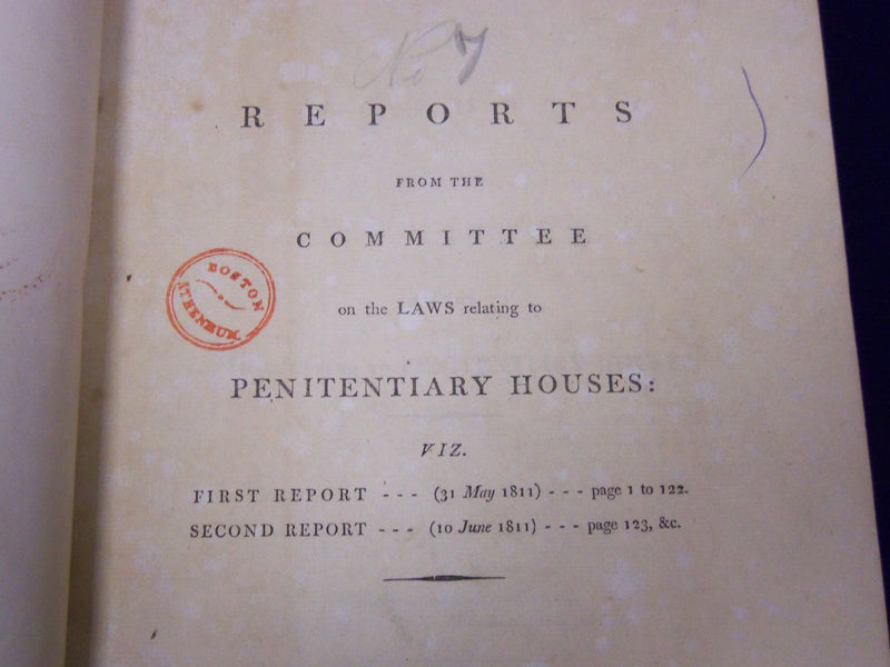 1824 REPORT FROM THE COMMITTEE ON PENITENTIARY HOUSES VOLUME - COMMON - KD 1913