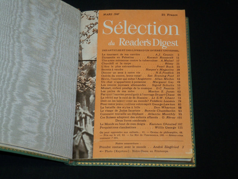 1947 SELECTION DU READER'S DIGEST FRENCH MAGAZINE LOT OF 2- HARD BOUND - KD 6402