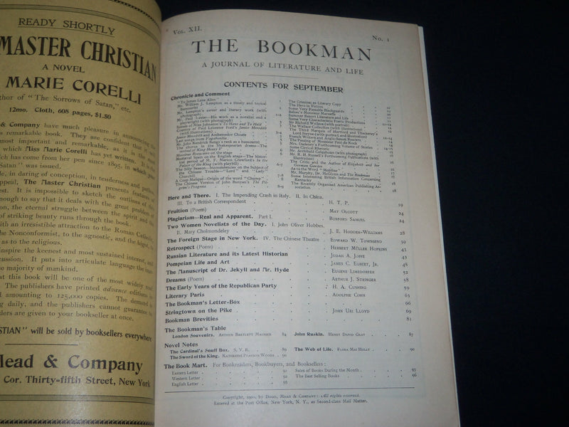 1900 SEPTEMBER THE BOOKMAN MAGAZINE - MAXFIELD PARRISH ILLUSTRATION - J 3646