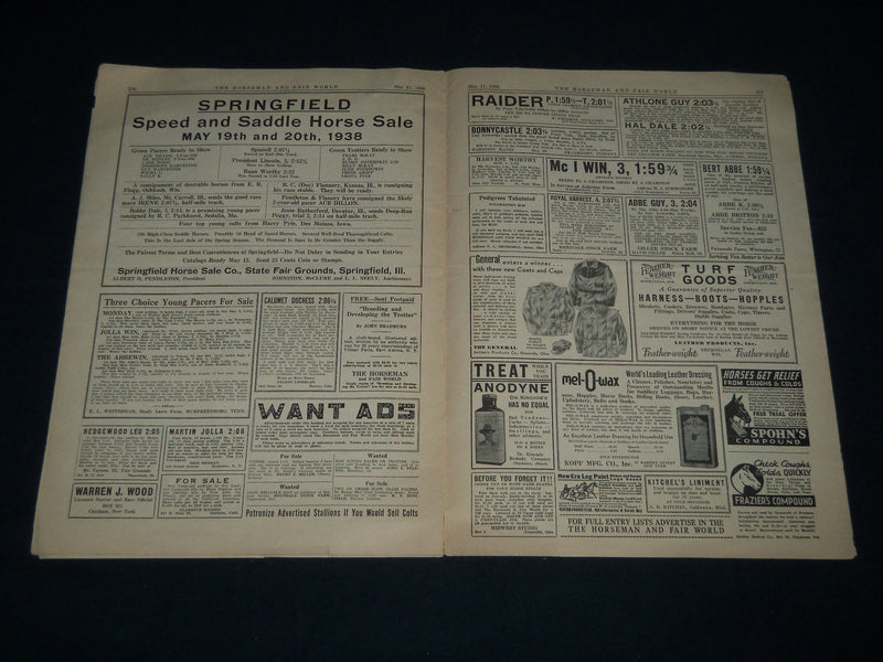 1938 MAY 11 THE HORSEMAN & FAIR WORLD MAGAZINE - INDIANAPOLIS INDIANA - B 6456