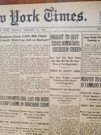 1921 JANUARY 17 NEW YORK TIMES - COMMISSIONER ENRIGHT TO QUIT TODAY - NT 8096