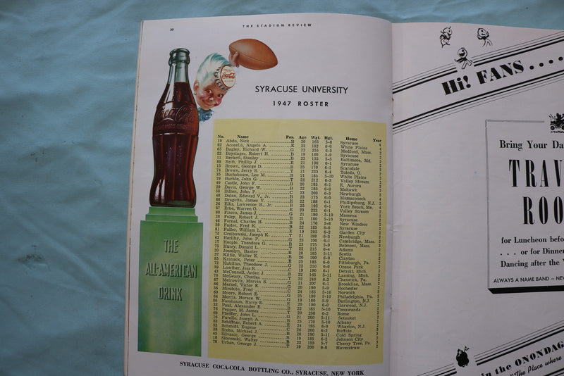 1947 OCTOBER 25 HOLY CROSS VS. SYRACUSE FOOTBALL PROGRAM - K 3389