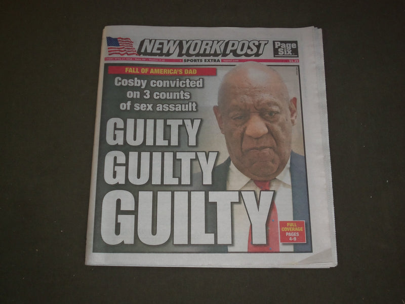 2018 APRIL 27 NEW YORK POST NEWSPAPER - BILL COSBY CONVICTED ON 3 COUNTS