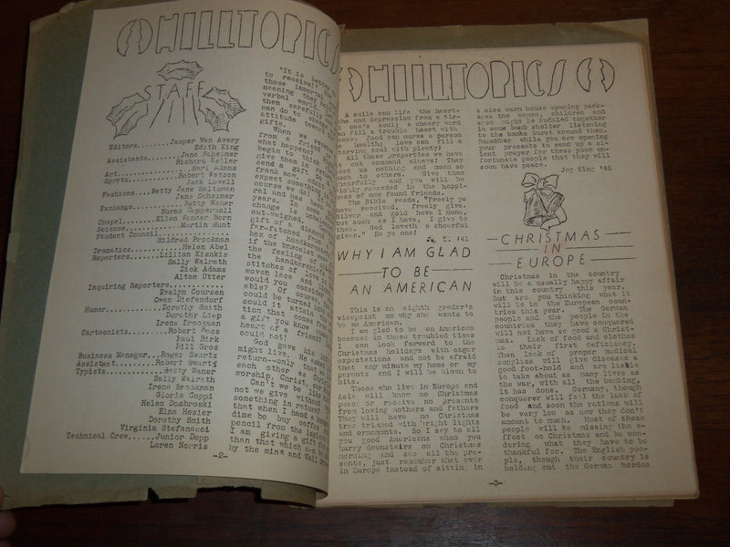 1940 CANAJOHARIE HILLTOPICS SCHOOL NEWSPAPER LOT OF 2 ISSUES - K 1114