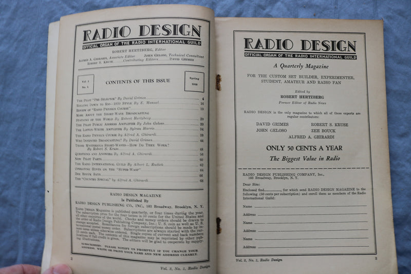 1930 SPRING RADIO DESIGN SOFTCOVER HANDBOOK - PILOT PRE-SELECTOR RECEIVER- K 318