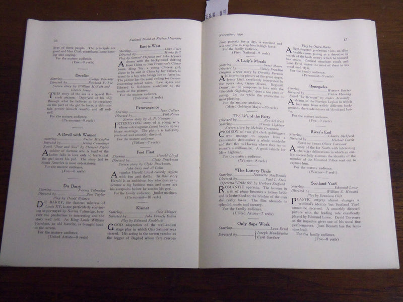 1930 NOVEMBER NATIONAL BOARD OF REVIEW MAGAZINE - MARLENE DIETRICH - K 1137