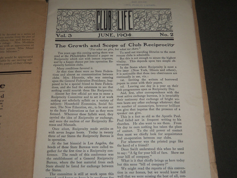1904 JUNE CLUB LIFE MAGAZINE - MAUDE ADAMS COVER - J 2535