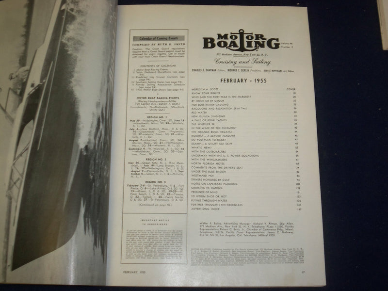 1955 FEBRUARY MOTOR BOATING MAGAZINE - THE YACHTSMEN'S MAGAZINE - B 6617