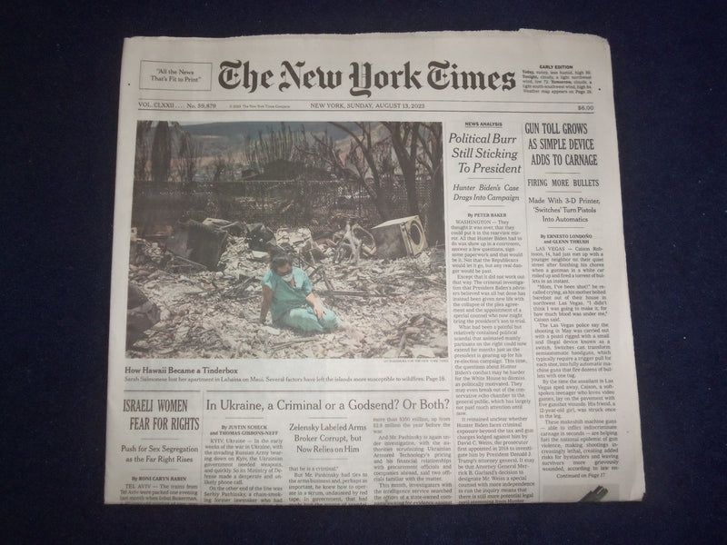 2023 AUGUST 13 NEW YORK TIMES - GUN TOLL GROWS AS SIMPLE DEVICE ADDS TO CARNAGE