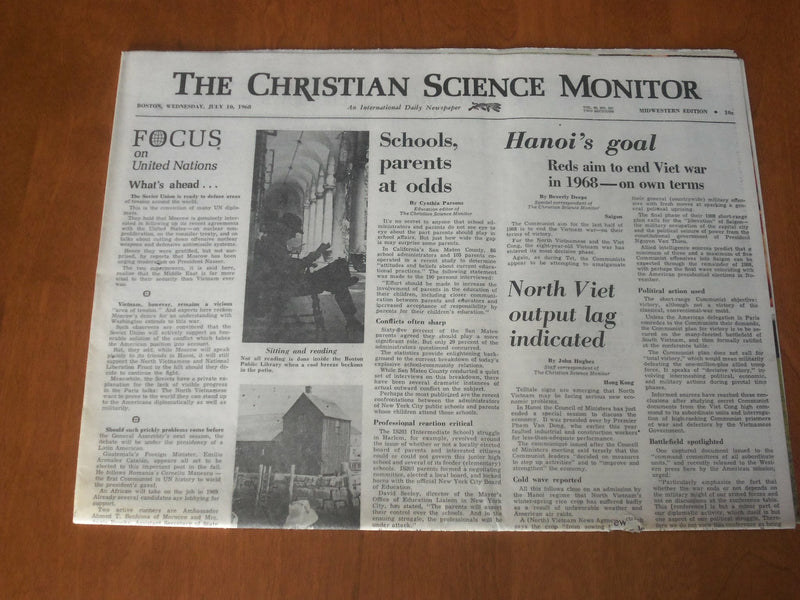 1968 JUL 10 THE CHRISTIAN SCIENCE MONITOR-REDS AIM: END VIET WAR IN '68- NP 4651