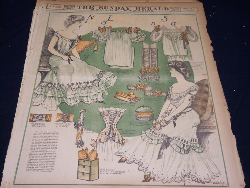 1907 THE BOSTON HERALD SUNDAY WOMAN'S MAGAZINE SECTIONS LOT OF 8 - UP 95