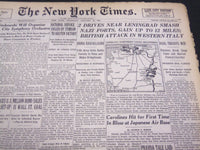 1944 JANUARY 22 NEW YORK TIMES - 2 DRIVES NEAR LENINGRAD SMASH NAZIS - NT 4317