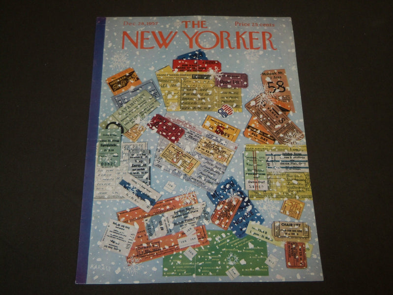 1957 DECEMBER 28 NEW YORKER MAGAZINE FRONT COVER ONLY - GREAT ART FOR FRAMING