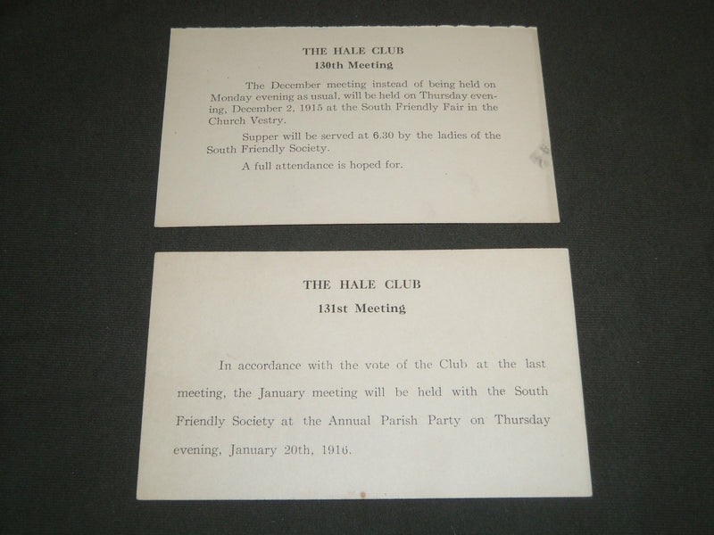 1912-1919 THE HALE CLUB MEETING POSTCARDS LOT OF 20 - ONE & TWO CENT- J 4647