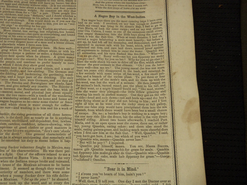 1851 FEBRUARY 22 BOSTON MUSEUM NEWSPAPER - GEORGE BOUTWELL - TURKISH - NP 9032