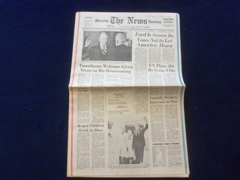 1974 AUGUST 10 THE PATERSON NEWS NEWSPAPER - FORD IS SWORN IN - NP 6436