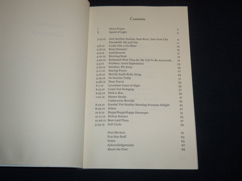 2015 JUST ANOTHER SUNRISE POEMS TO THE SUN BOOK FRED SIMPSON - INSCRIBED- J 9257