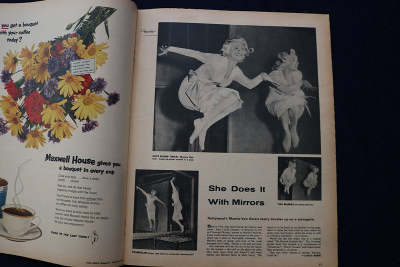 1955 OCT 1 THIS WEEK MAGAZINE - BARABA BEL GEDDES ARTICLE AND PHOTO - E 22986