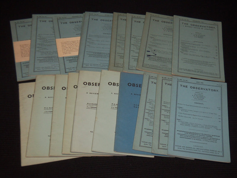 1937-1953 THE OBSERVATORY MONTHLY REVIEW OF ASTRONOMY MAGAZINE LOT OF 20- O 2827