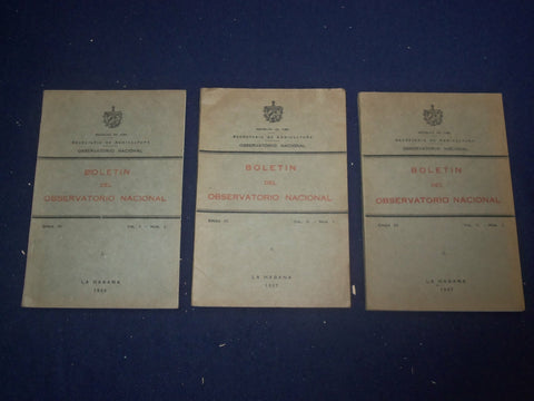 1936-1937 BOLETIN DEL OBSERVATORIO NACIONAL - LOT OF 3 - SPANISH TEXT - J 6006