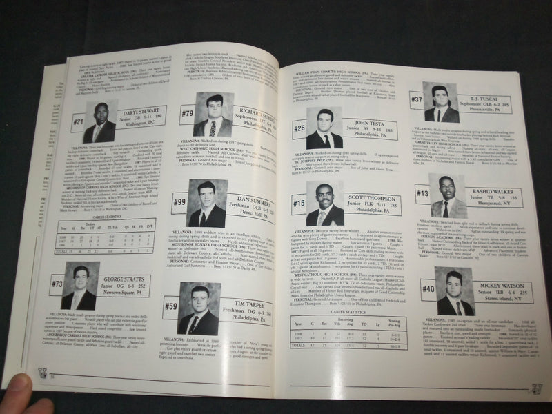 1989-1996 VILLANOVA UNIVERSITY FOOTBALL MEDIA GUIDE - LOT OF 2 - O 3092