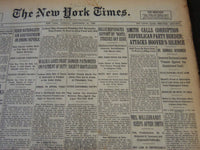 1928 SEPTEMBER 25 NEW YORK TIMES - SMITH ATTACKS HOOVER'S SILENCE - NT 6445
