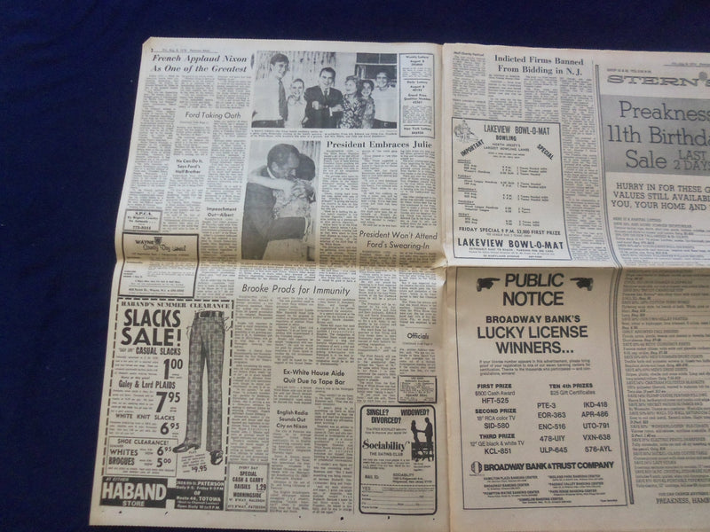 1974 AUGUST 9 THE MORNING NEWS NEWSPAPER - NIXON QUITS - PATERSON, NJ - NP 6438