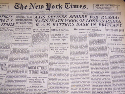 1940 SEPTEMBER 29 NEW YORK TIMES - AXIS SPHERE FOR RUSSIA - NT 2926