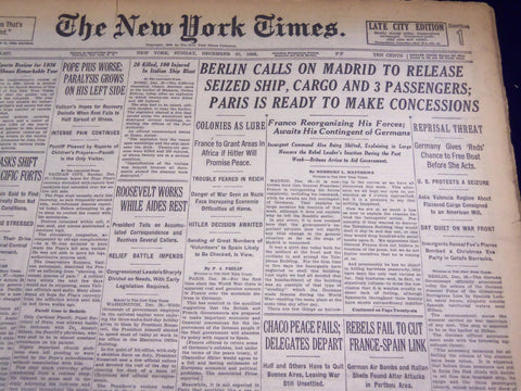 1936 DEC 27 NEW YORK TIMES - BERLIN CALLS ON MADRID TO RELEASE SHIP - NT 2100