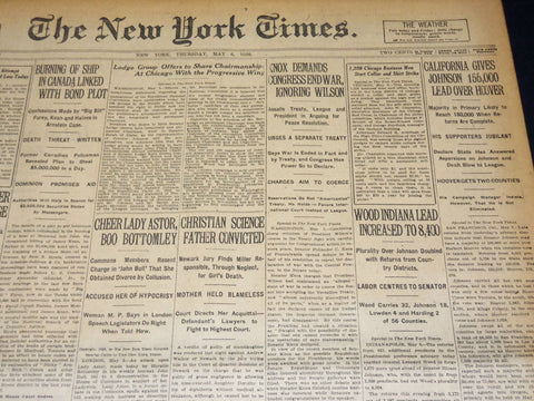 1920 MAY 6 NEW YORK TIMES - CHRISTIAN SCIENCE FATHER CONVICTED - NT 8669
