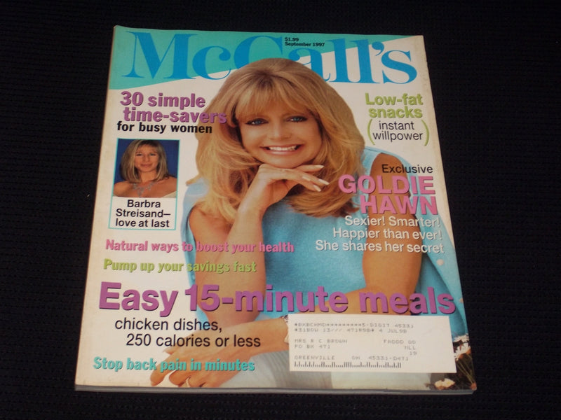 1997 SEPTEMBER MCCALL'S MAGAZINE - GOLDIE HAWN FRONT COVER - E 476