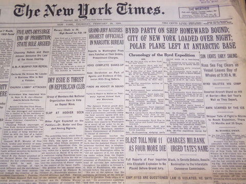 1930 FEBRUARY 20 NEW YORK TIMES - BYRD PARTY ON SHIP HOMEWARD BOUND - NT 4958