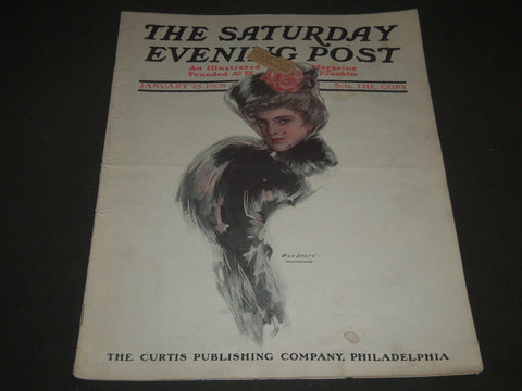 1908 JANUARY 25 THE SATURDAY EVENING POST MAGAZINE - ILLUSTRATED COVER - SP 836