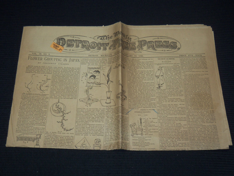 1891 JANUARY 15 THE WEEKLY DETROIT FREE PRESS NEWSPAPER - MICHIGAN - NP 8975