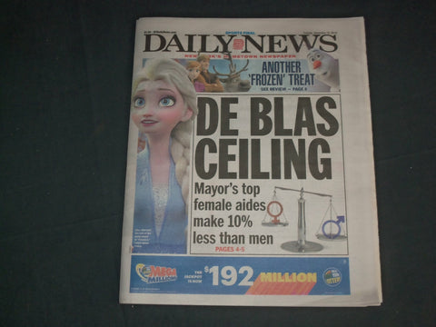 2019 NOVEMBER 19 NY DAILY NEWS NEWSPAPER - DE BLAS CEILING - FEMALES MAKE LESS