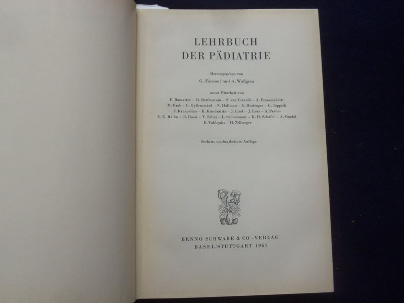 1961 LEHRBUCH DER PADIATRIE HARDCOVER BOOK - GERMAN TEXT - KD 8990