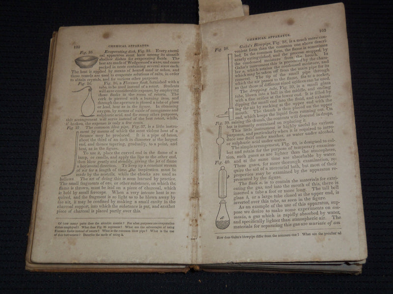 1836 ELEMENTS OF CHEMISTRY BOOK BY J. L. COMSTOCK, M. D. - 19TH EDITION - J 8121