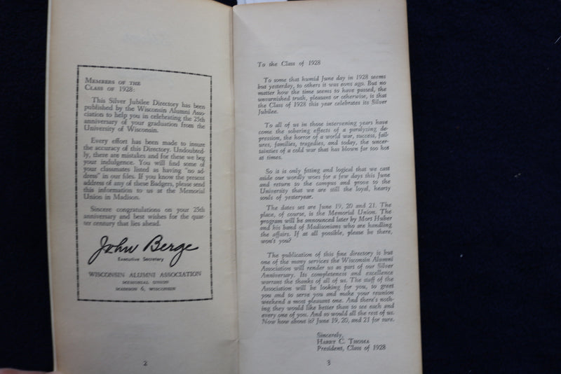 1953 WISCONSIN ALUMNI ASSOCIATION SILVER JUBILEE DIRECTORY CLASS OF 1928- K 1445