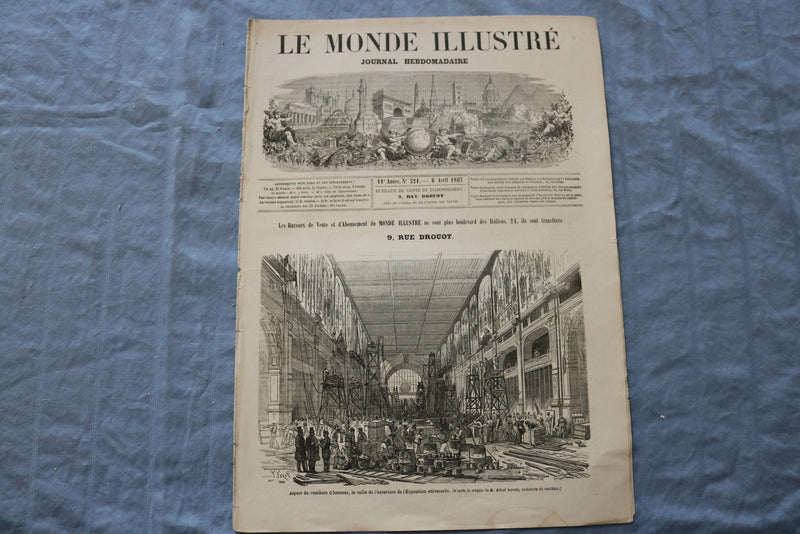1867 APR 6 LE MONDE ILLUSTRE MAGAZINE - 9, RUE DROUOT - FRENCH - NP 8445