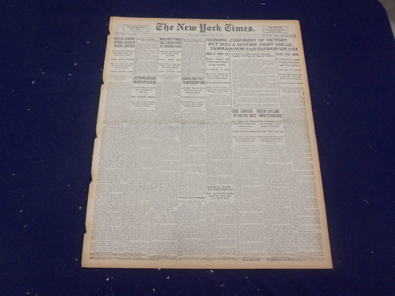 1920 JUNE 15 NEW YORK TIMES - HARDING CONFIDENT OF VICTORY - NT 9115