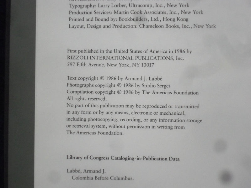 1986 COLUMBIA BEFORE COLUMBUS HARDCOVER BOOK BY ARMAND J. LABBE - KD 1111B
