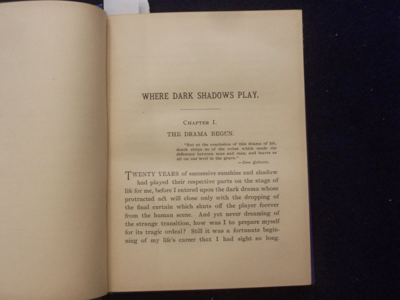 1890 WHERE DARK SHADOWS PLAY HARDCOVER BOOK BY HARVEY A. FULLER - KD 8478