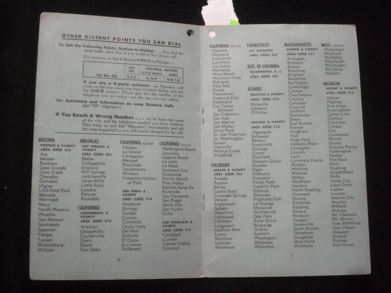 1950'S DIRECT DISTANCE DIALING FROM YOUR NJ BELL TELEPHONE SOFTCOVER BOOK-J 9859