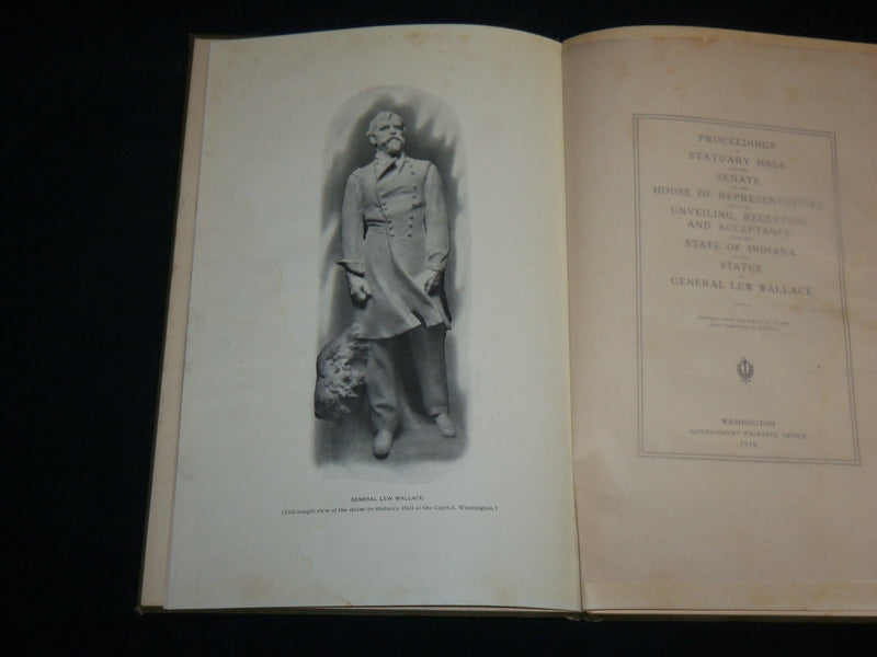 1910 GENERAL LEW WALLACE STATUE UNVEILING PROCEEDINGS - HARDCOVER - KD 6642