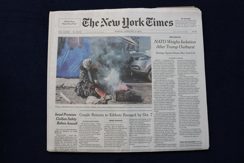 2024 FEBRUARY 12 NEW YORK TIMES - NATO WEIGHS ISOLATION AFTER TRUMP OUTBURST