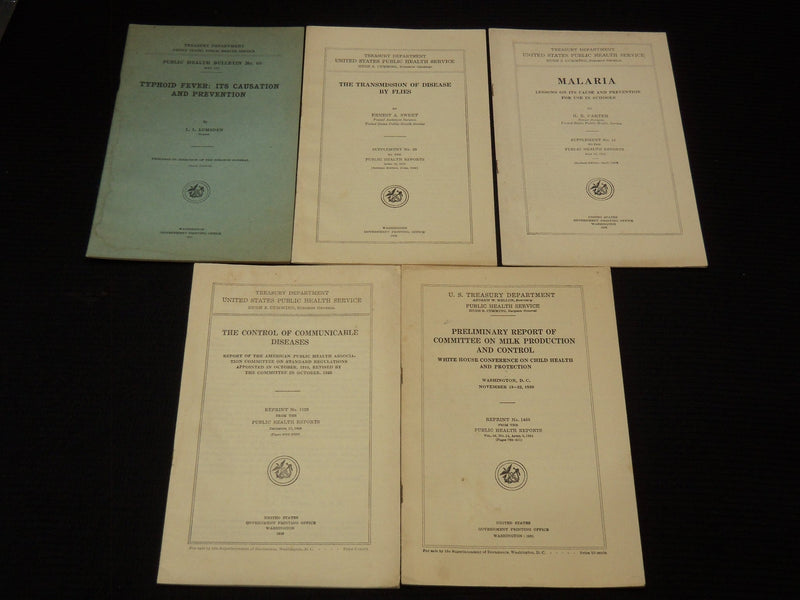 1916-1931 U. S. PUBLIC HEALTH BULLETINS LOT OF 5 - MALARIA - TYPHOID - K 2026