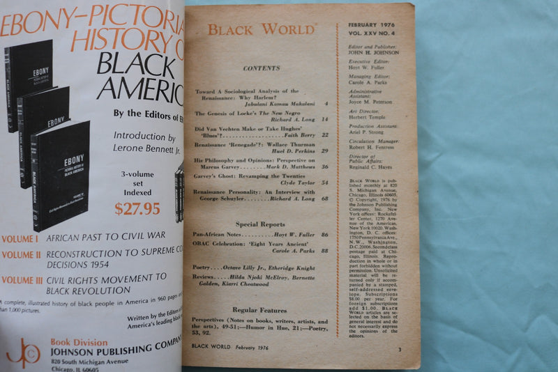 1976 FEBRUARY BLACK WORLD MAGAZINE - ANNUAL HISTORY ISSUE - K 3374