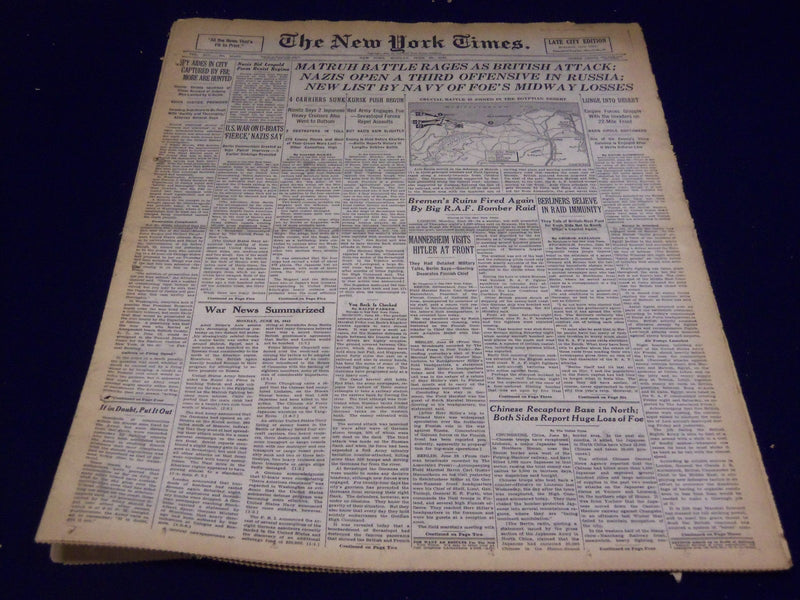 1942 JUNE 29 NEW YORK TIMES - MATRUH BATTLE RAGES AS BRITISH ATTACK - NT 1541